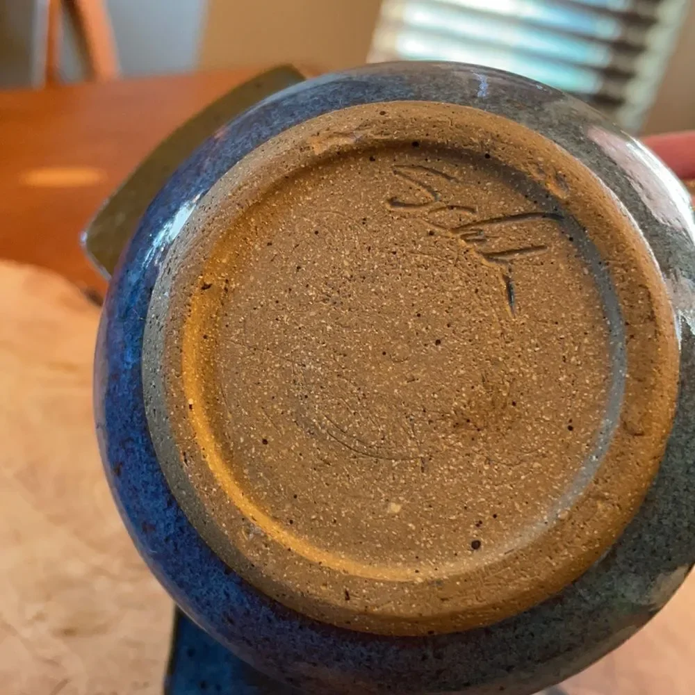 Handmade Signed Pottery Ikebana Vase